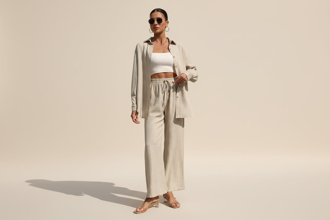 THE WILLA LONG SLEEVE DRAWSTRING PANT SET